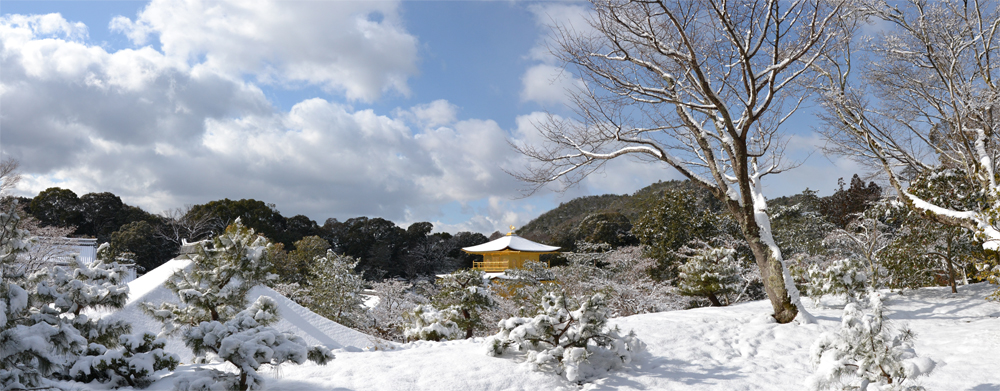 Kinkakuji neige panorama blog 2